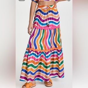FARM Rio Dancing Stripes Maxi Skirt size large